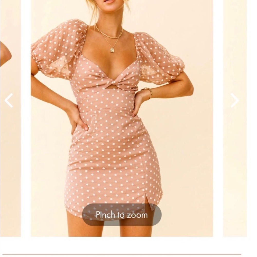 Molli Sheer Puff Sleeve Twist Feature Dress XL